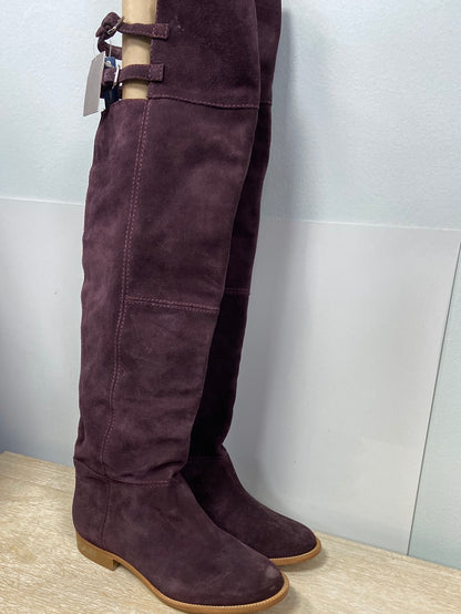ZARA. Botas altas burdeos de piel T.39 (tara)