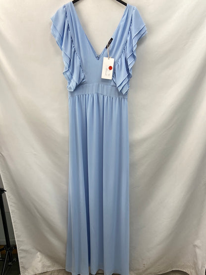 BY CLÉA.Vestido largo azul volantes (36,38 y 40)