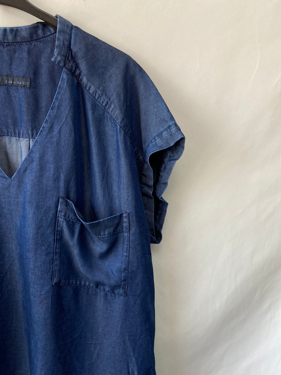 ZARA.Camiseta denim fluida T.s