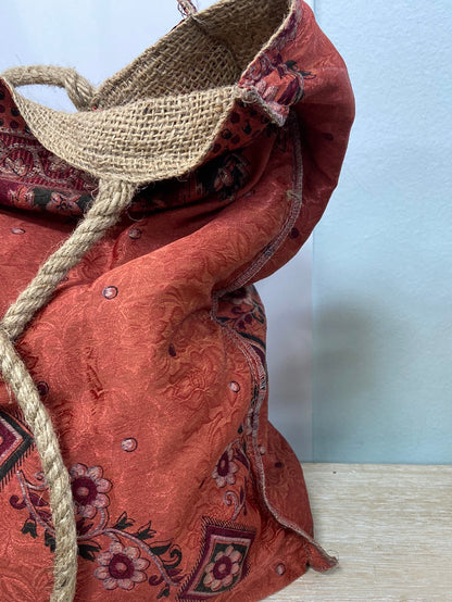 OTRAS.Bolso playero burdeos tela