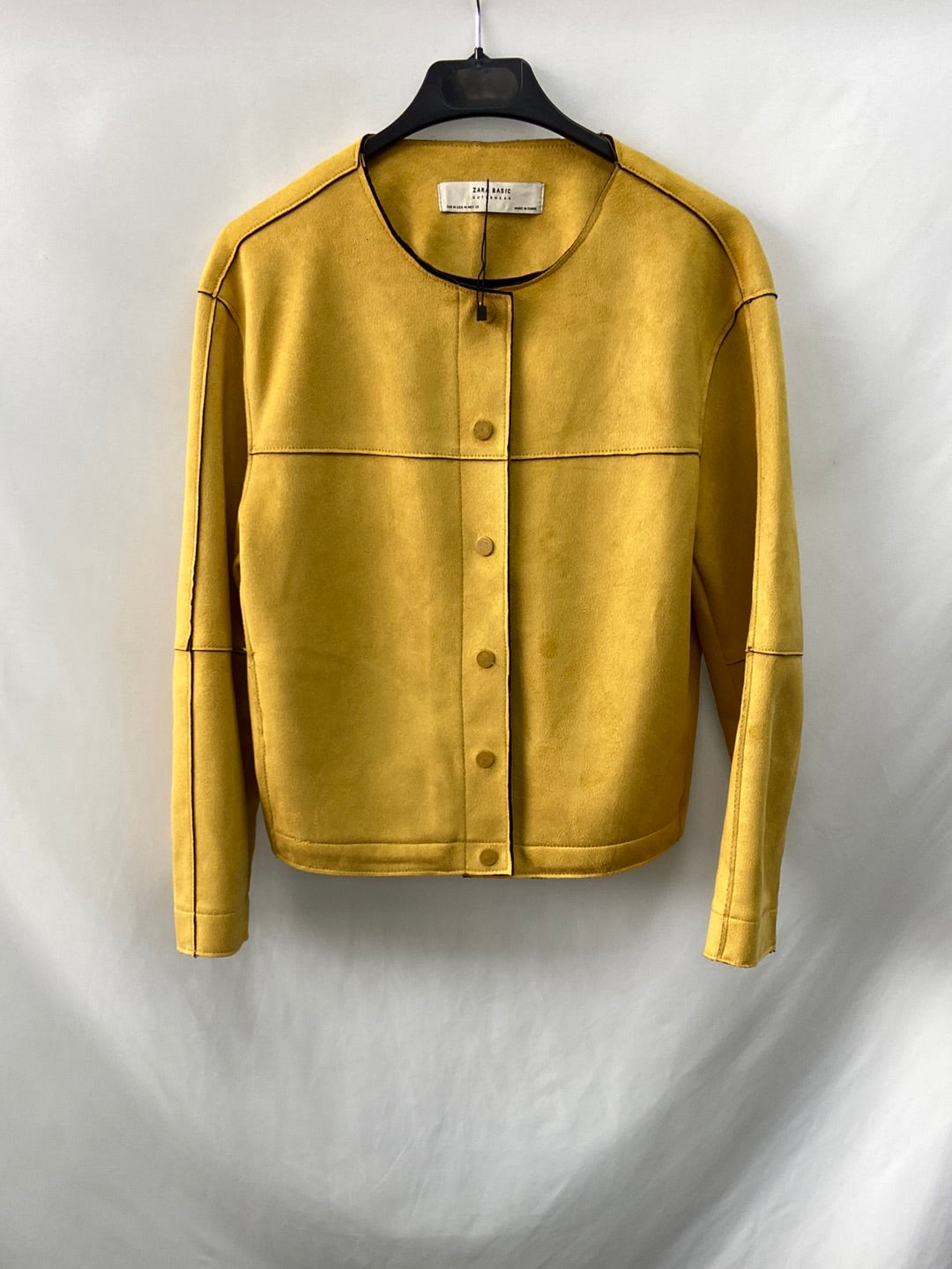 ZARA.Chaqueta antelina amarilla T.M