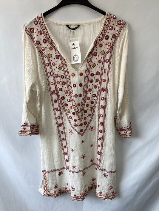 NATURA.Vestido algodón bordado T.s (Tara)