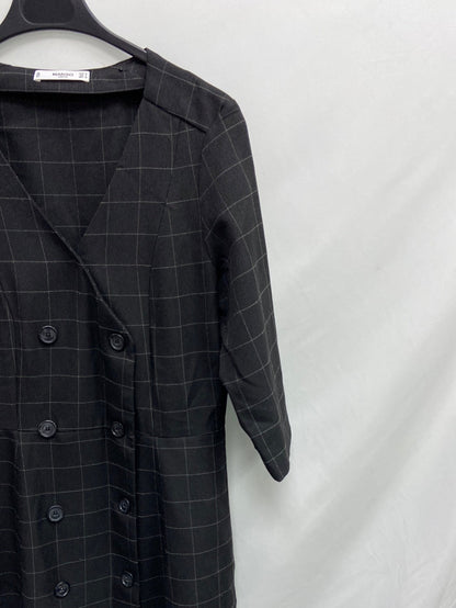 MANGO. Vestido negro cuadros T.m