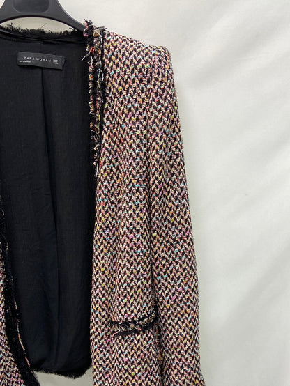 ZARA.Chaqueta tweed hombreras T.M