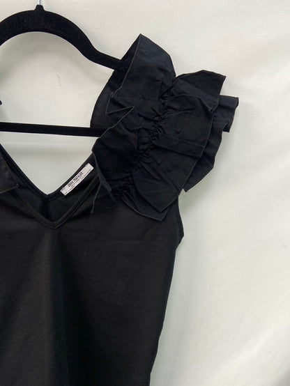 ZARA.Top negro volantes T.s