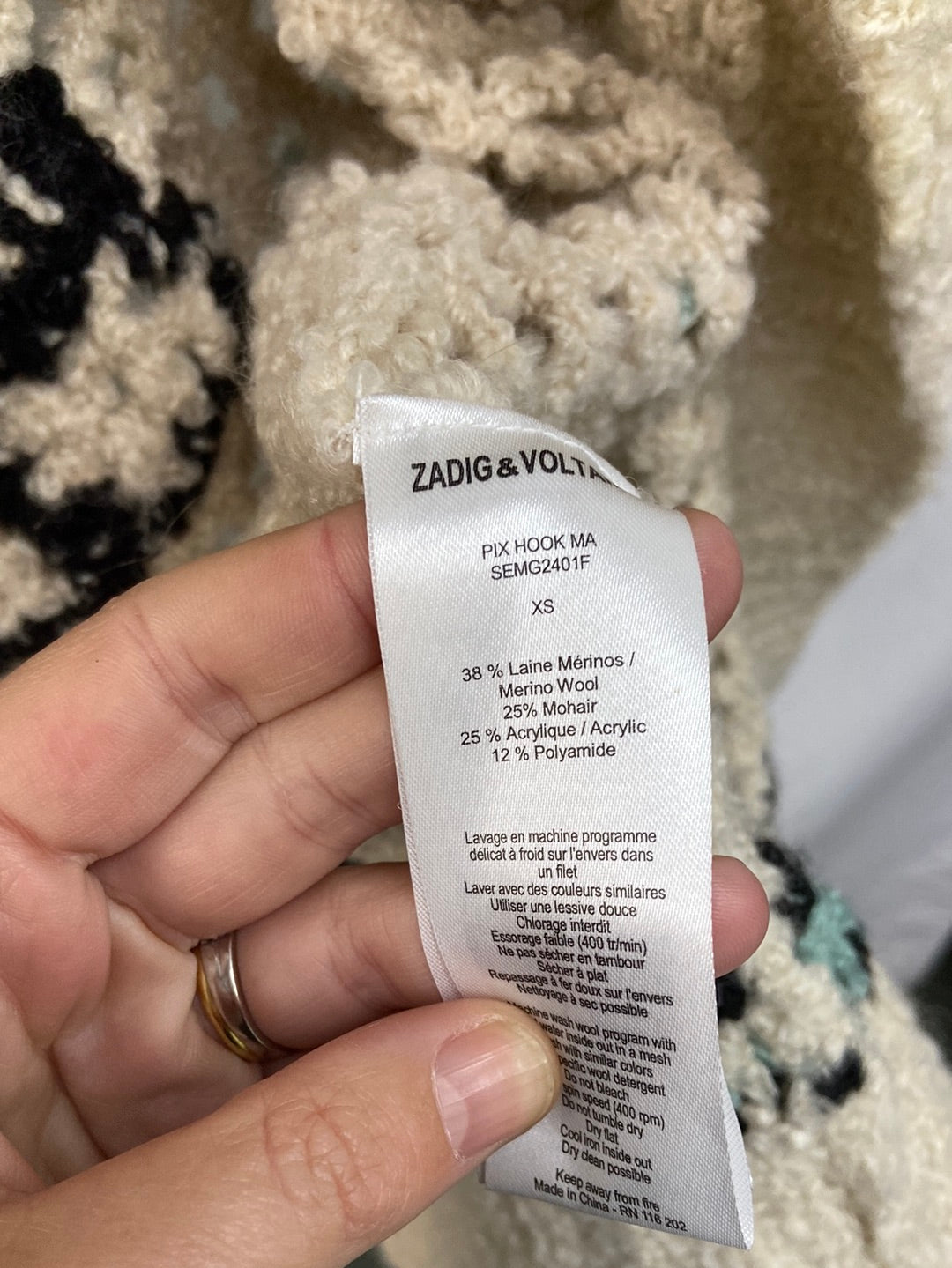 ZADIG&VOLTAIRE.Cárdigan beige troquelado gordito T.xs