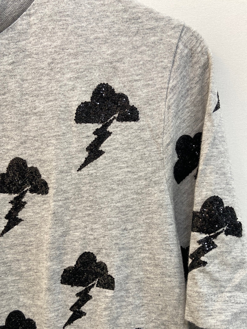 H&M.Camiseta gris nubes lentejuelas T.38