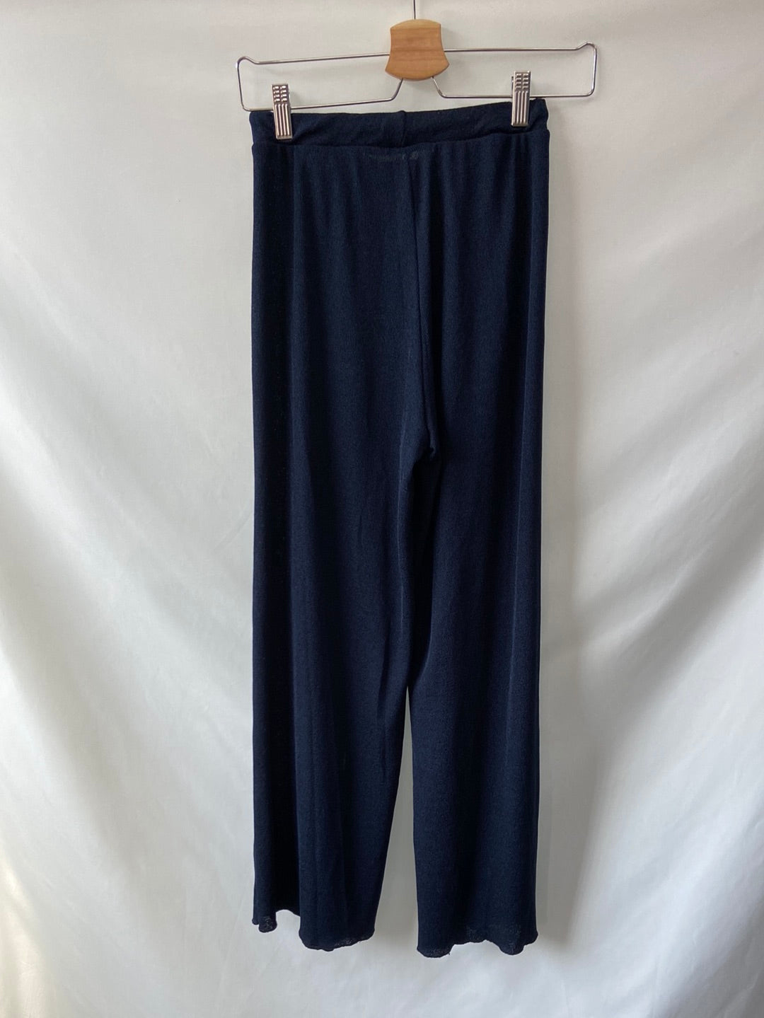 ZARA.Pantalones anchos punto azul T.s