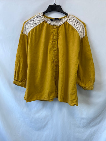ZARA.Blusa mostaza micropana T.S