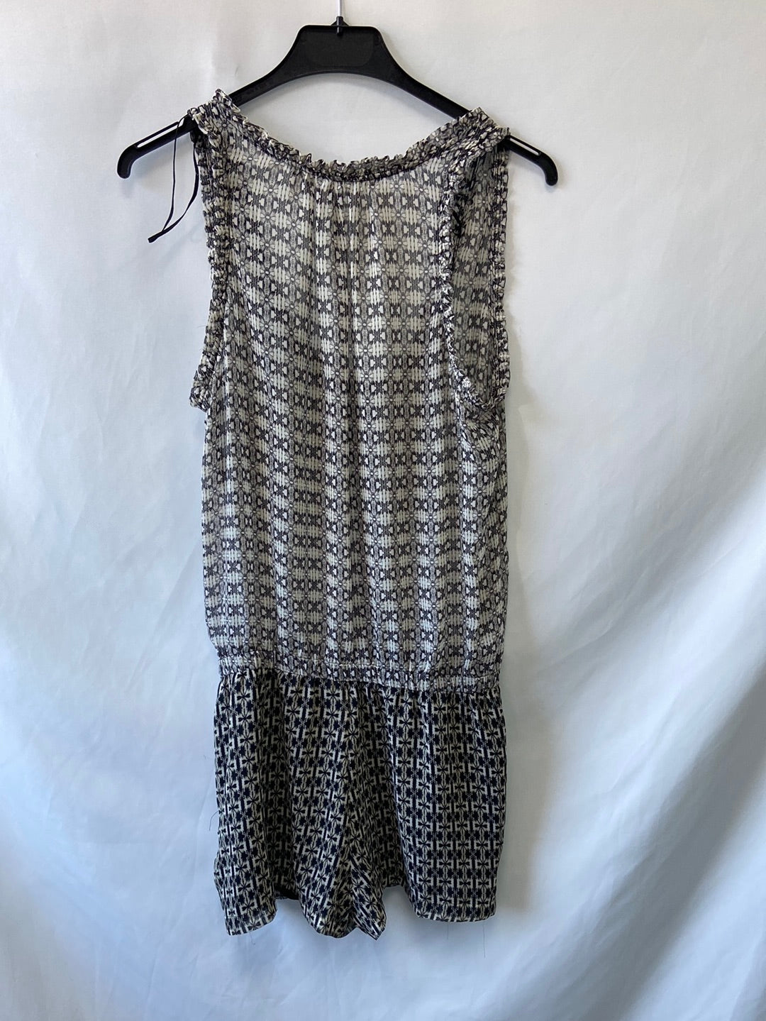 ZARA. Mono fluido flores negras y beige T.m