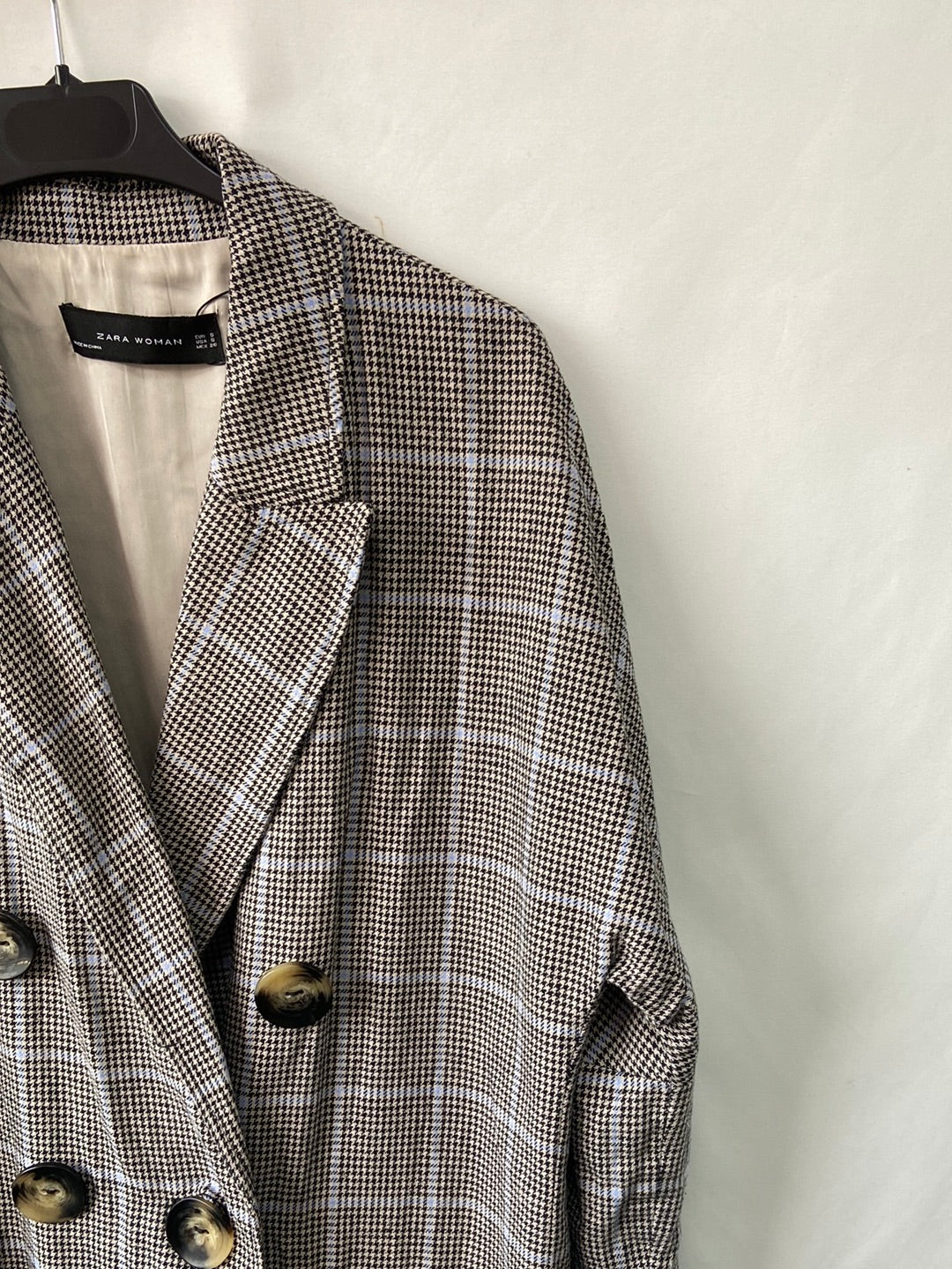 ZARA. Long houndstooth thin coat TS