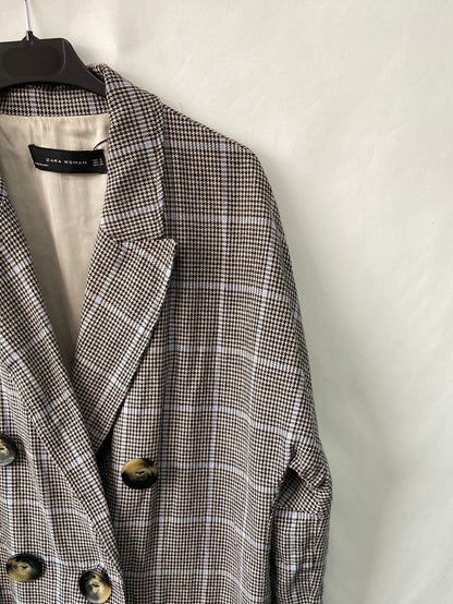 ZARA. Long houndstooth thin coat TS