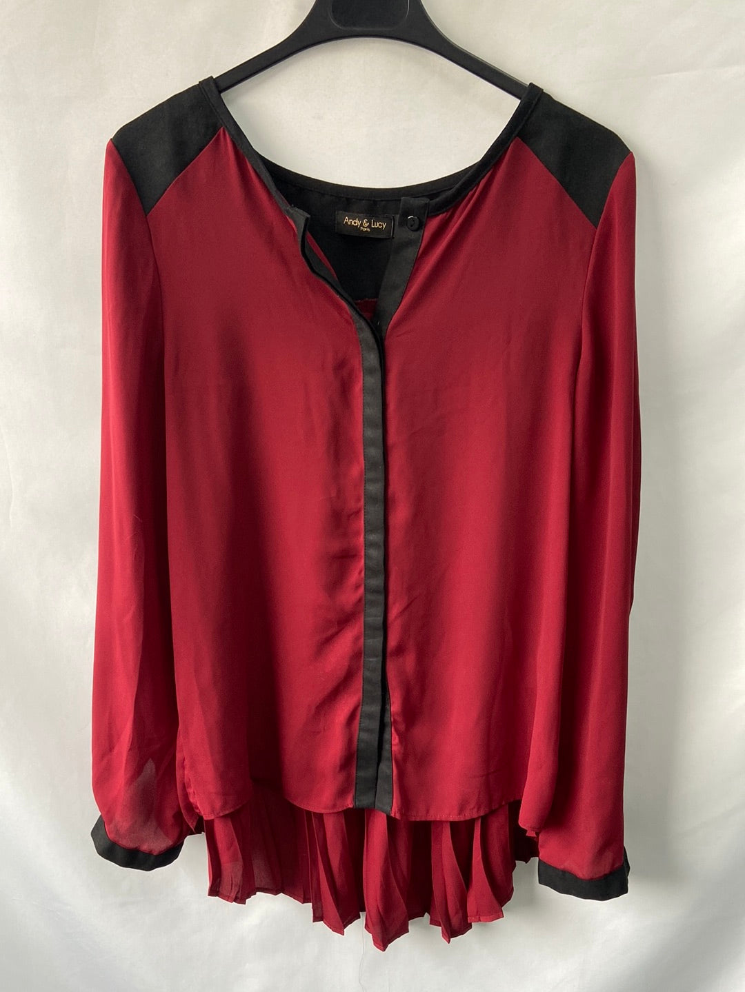 ANDY & LUCY.  Blusa burdeos y negra T.m
