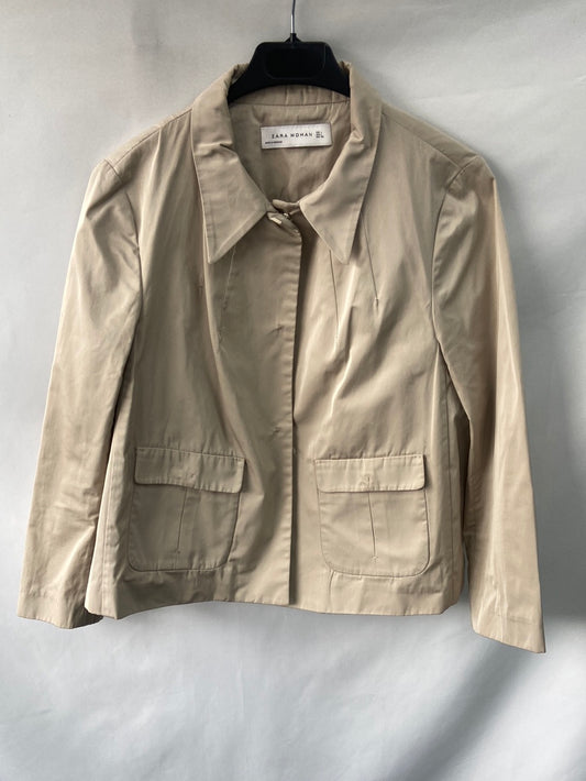 MarketZARA.Chaqueta finita beige impermeable T.L