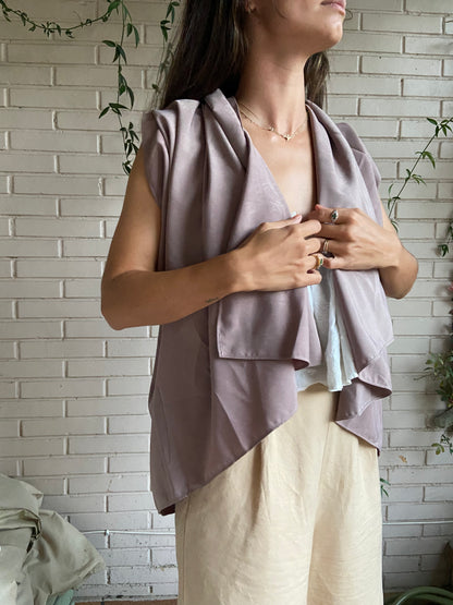 Chaleco fluido picos malva TU (S)