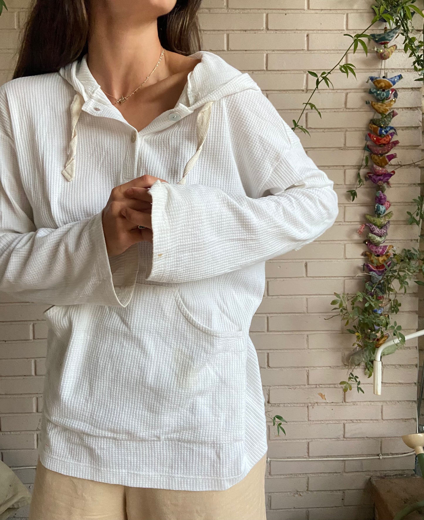 Sudadera blanca canalé T.m