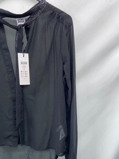 VERO MODA.Blusa negra lentejuelas T.m