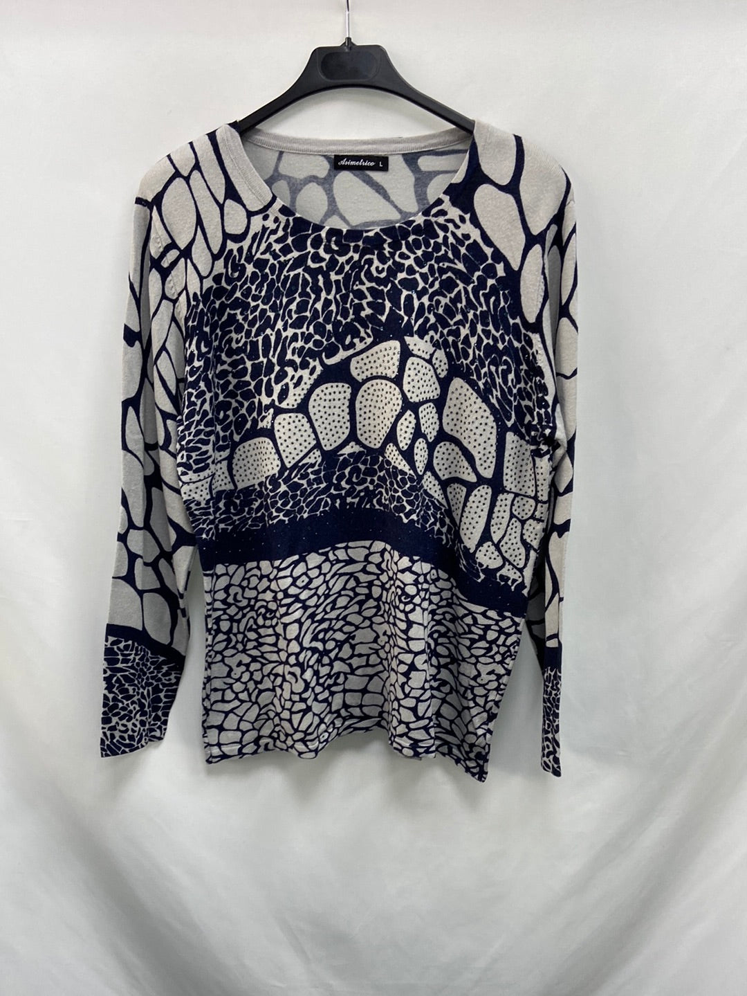 ASYMMETRIC. Printed jersey with rhinestones TL