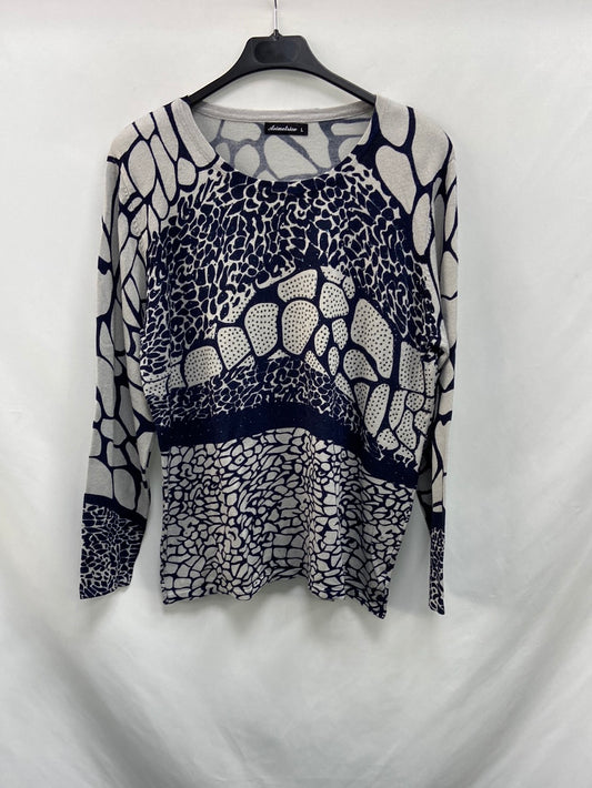 ASYMMETRIC. Printed jersey with rhinestones TL
