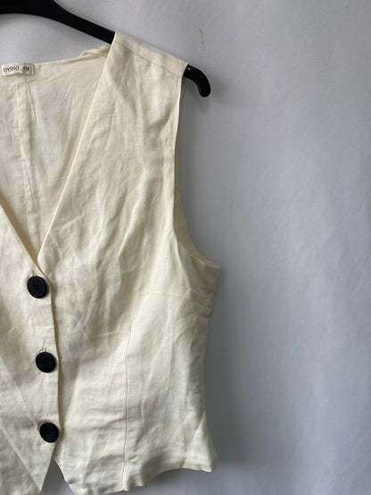 OYSHO.Top/chaleco Lino beige T.M