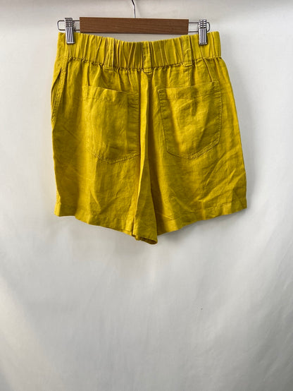 MASSIMO DUTTI.Bermudas lino amarillas T.36