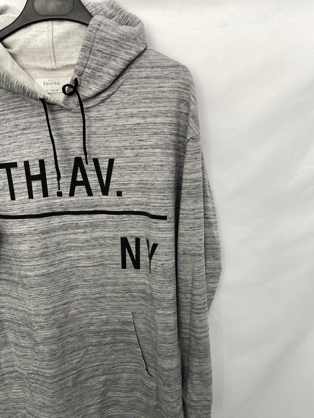 BERSHKA.Long grey sweatshirt with TM letters
