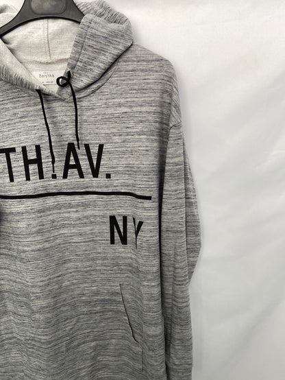 BERSHKA.Long grey sweatshirt with TM letters