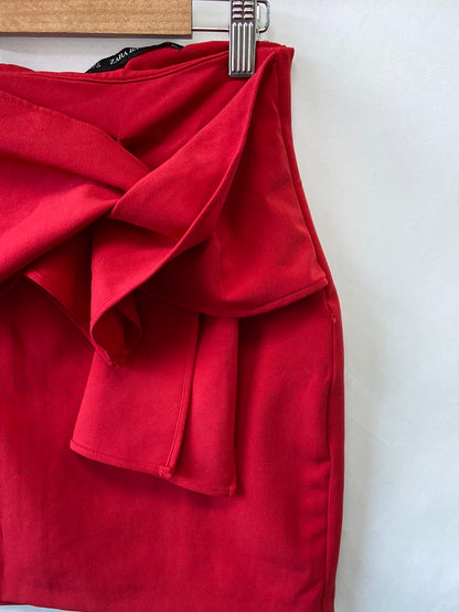ZARA.Falda roja nudo T.M
