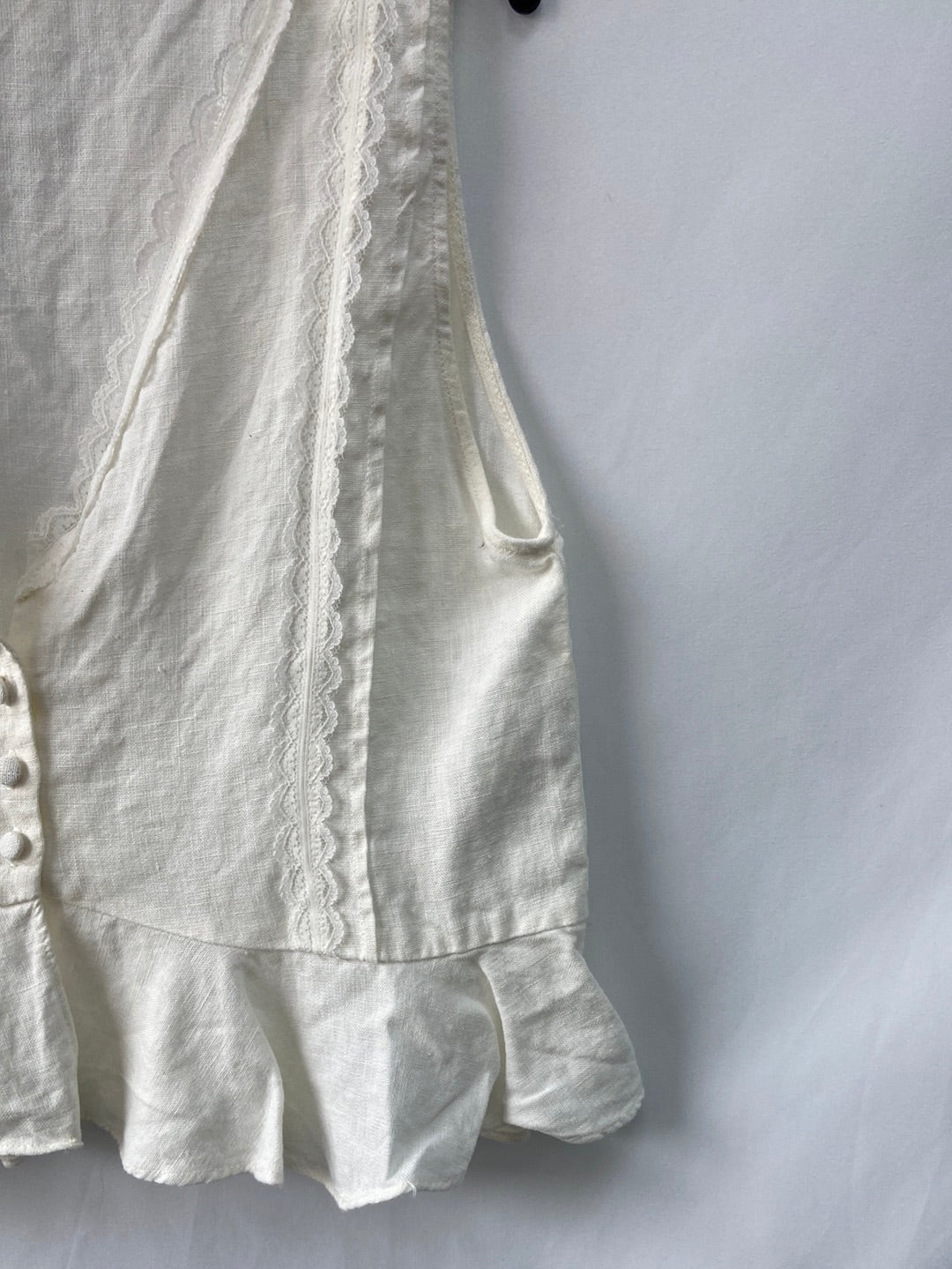 ZARA.Top beige Lino encaje T.S (Tara)