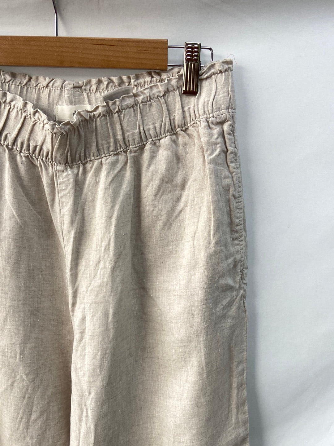 H&M.Pantalones beiges lino T.m
