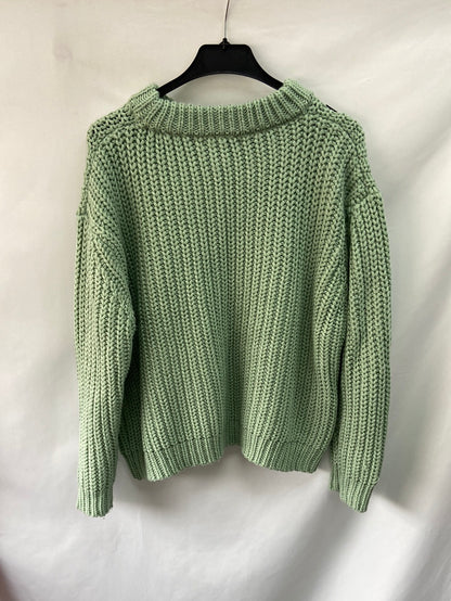 MANGO.Jersey gordito verde agua T.m