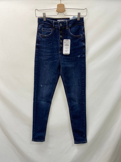 STRADIVARIUS. Dark denim button-down skinny jeans, size 38