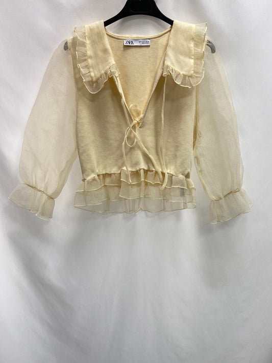 ZARA.Top beige doble textura T.s