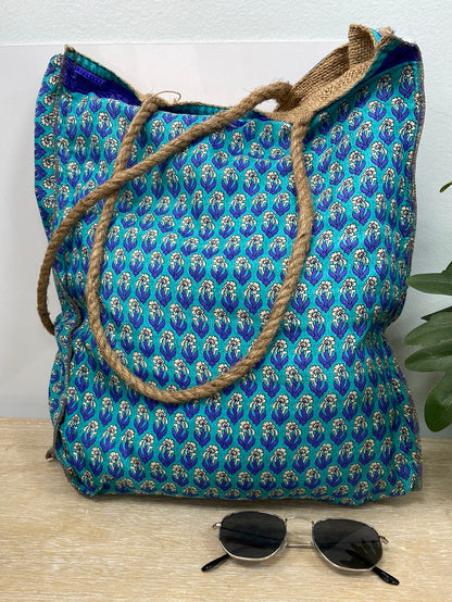 OTRAS.Bolso playero azul tela