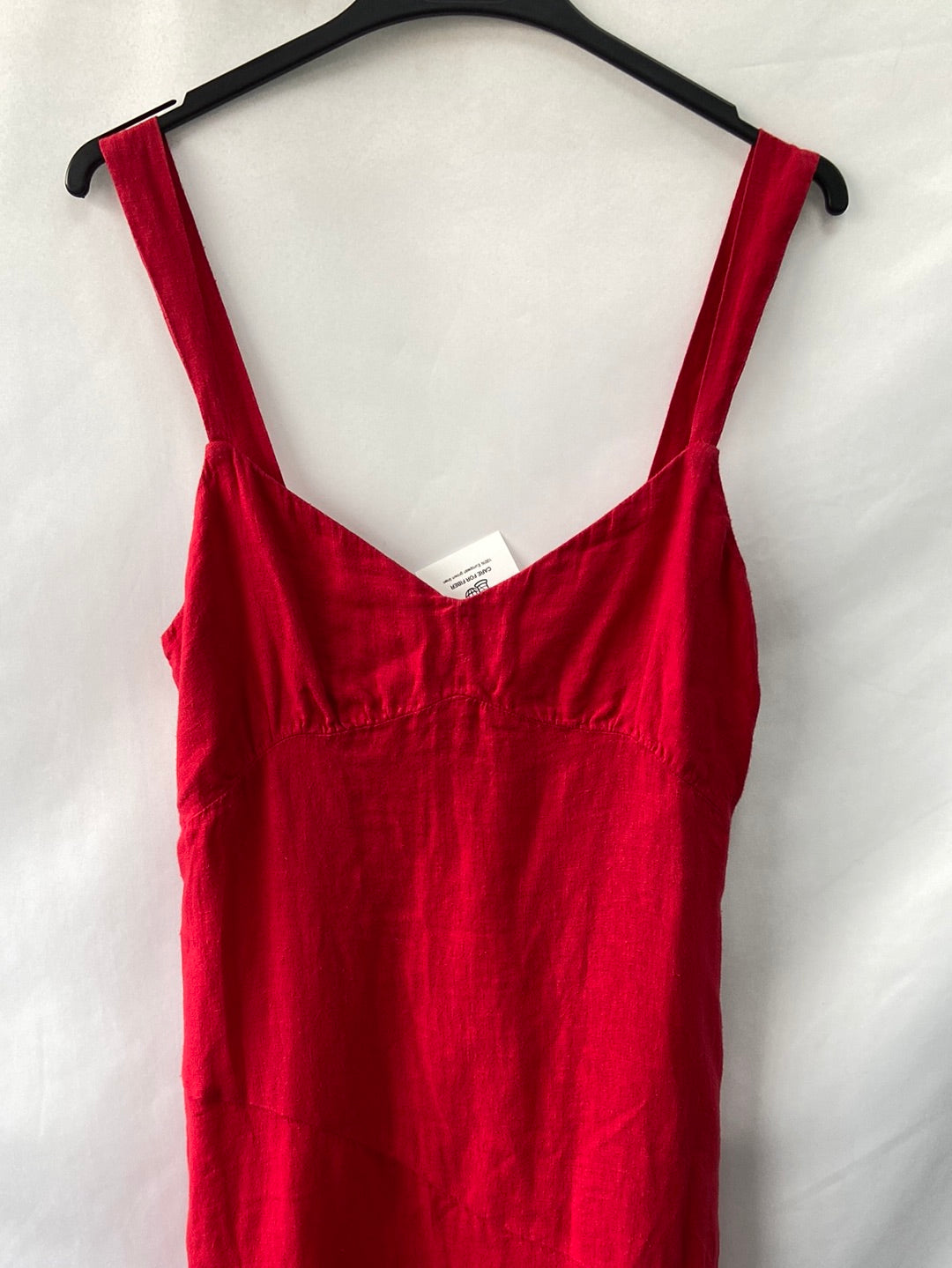 ZARA.Vestido rojo largo Lino T.L
