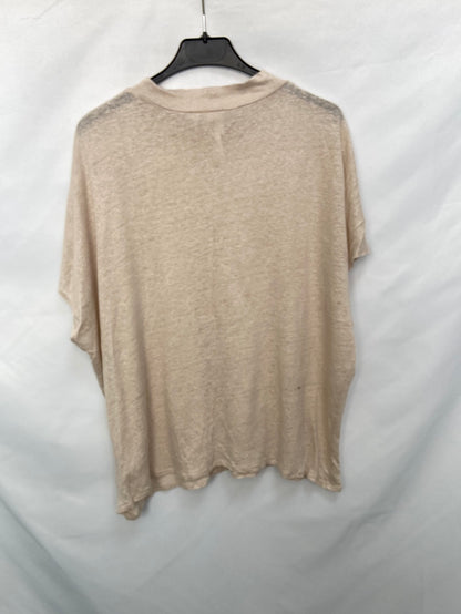 H&M.Camiseta beige Perkins Lino T.L