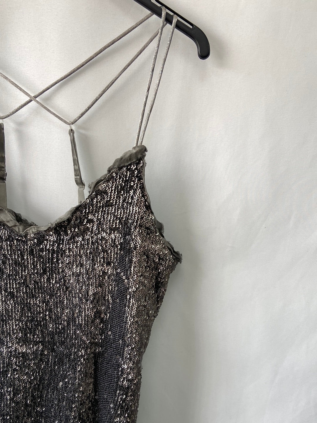 GREEN COAST.Top lentejuelas plateado T.M