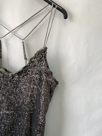 GREEN COAST.Top lentejuelas plateado T.M