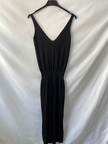 ZARA. Vestido punto negro T.s