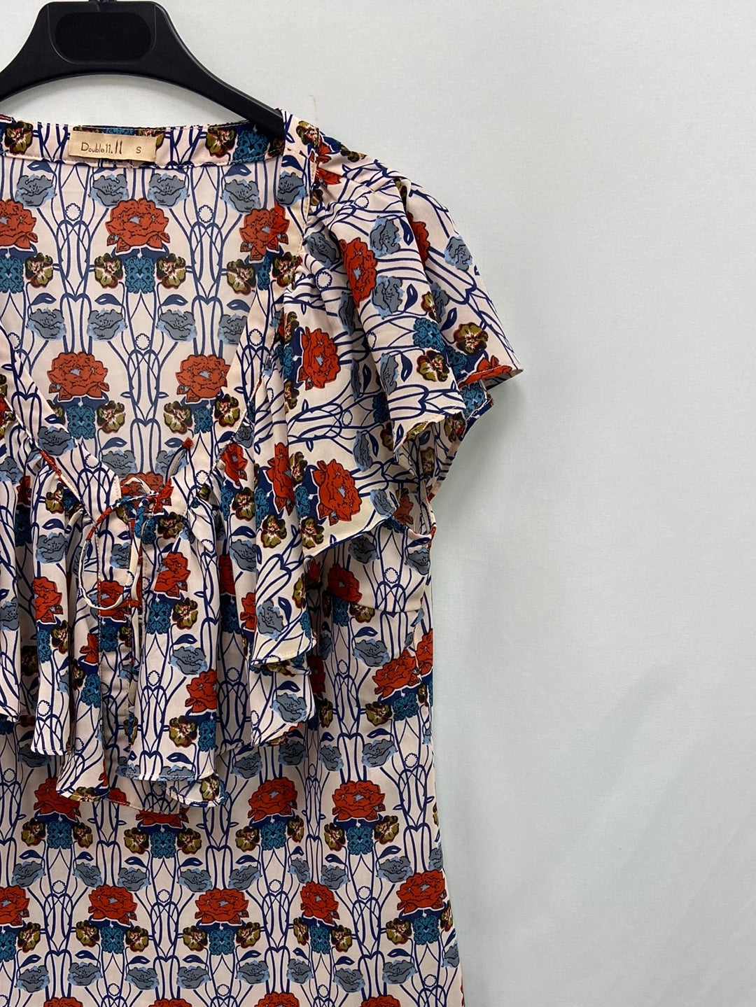 DOUBLE11.TS ruffle printed blouse