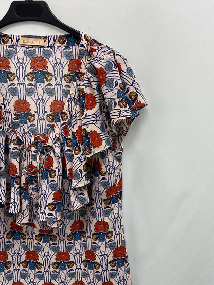 DOUBLE11.TS ruffle printed blouse