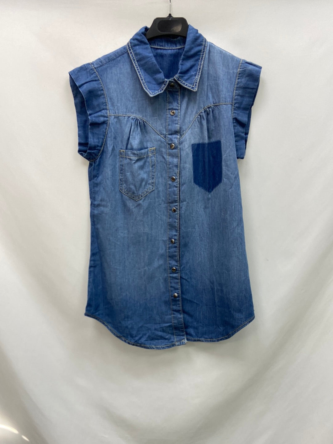 OTRAS.Blusa denim manga corta larguita T.S