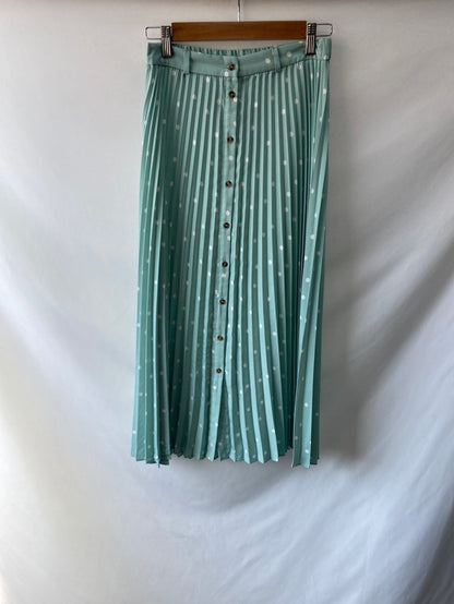 STRADIVARIUS.Turquoise polka dot Ts midi skirt