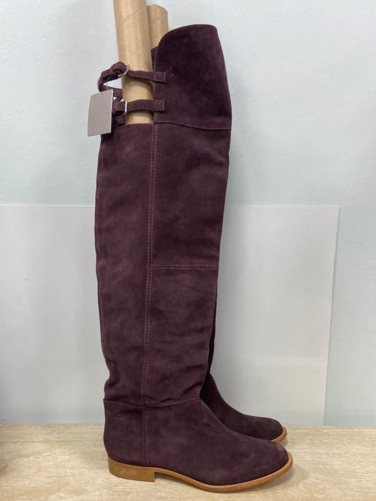 ZARA. Botas altas burdeos de piel T.39 (tara)