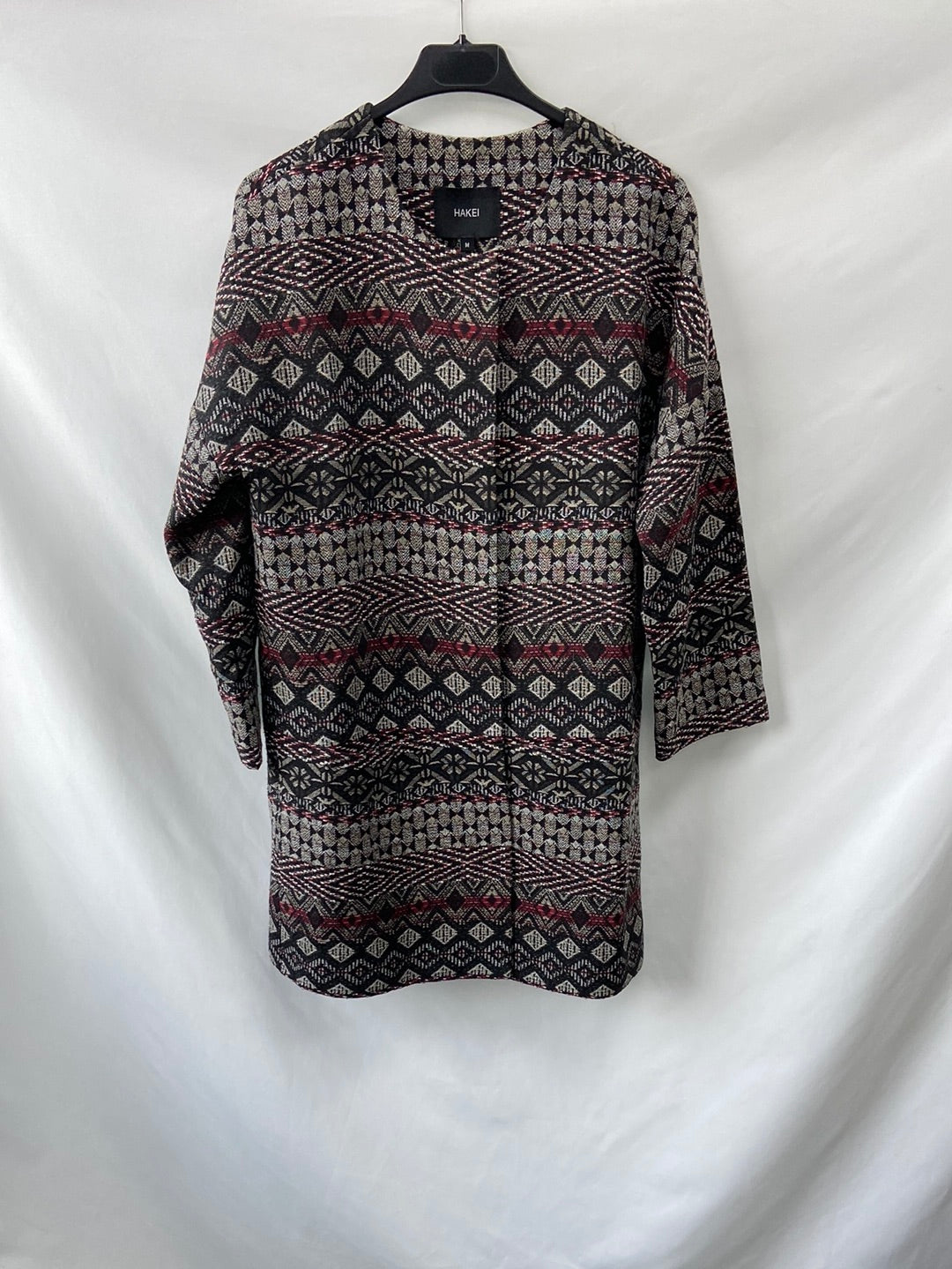 HAKEI.Abrigo paño estampado T.M