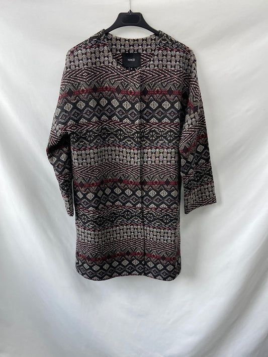 HAKEI.Abrigo paño estampado T.M