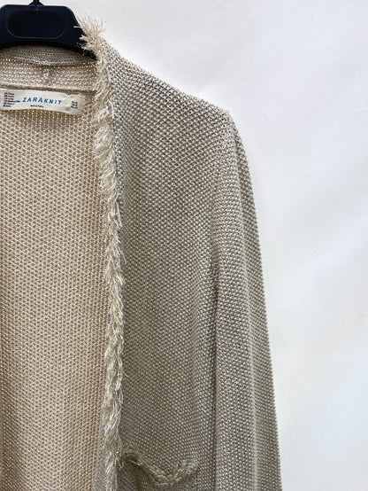 ZARA.Chaqueta beige tweed hilos T.M