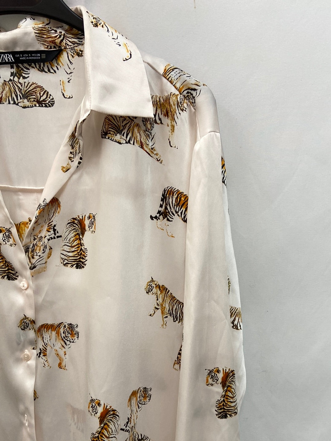 ZARA.Camisa oversized Estampado tigres T.S