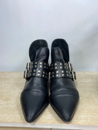 CORTEFIEL. Black studded leather ankle boots, size 39