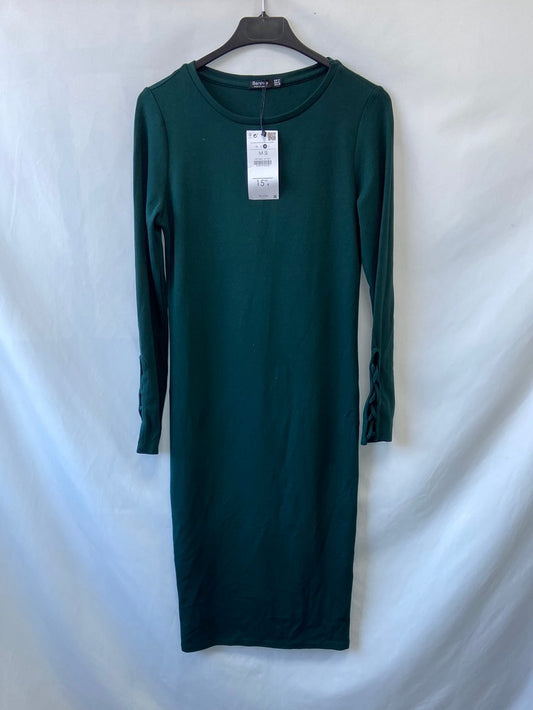MarketBERSHKA.Vestido verde botella punto T.m